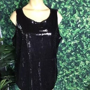 AGB Women Black Sequins SZ XL Lined Party Club_625